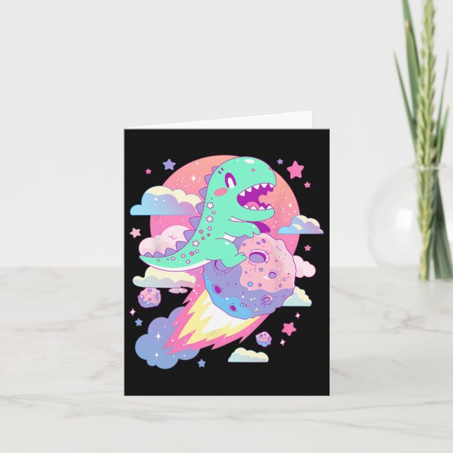 Carte Kawaii Pastel Goth Creepy Cute Chibi Dinosaure Sur (Devant)