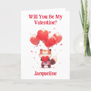 Carte Kawaii Red Panda Valentine personnalisée