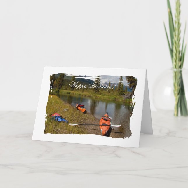 Carte Kayaks au repos ; Joyeux anniversaire (Devant)
