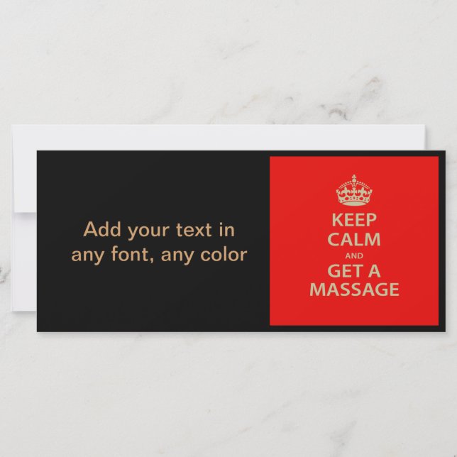 Carte Keep Calm and Get a massage (Devant)