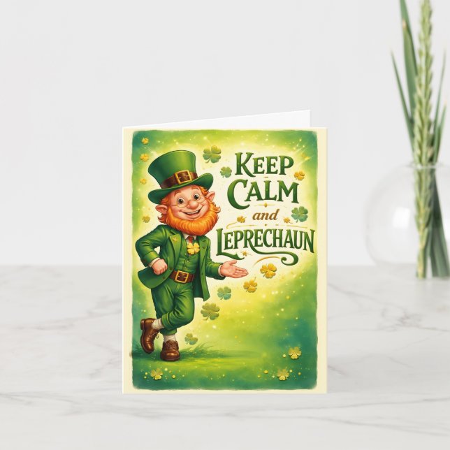 Carte Keep Calm and Leprechaun St. Patrick's Day Card (Devant)