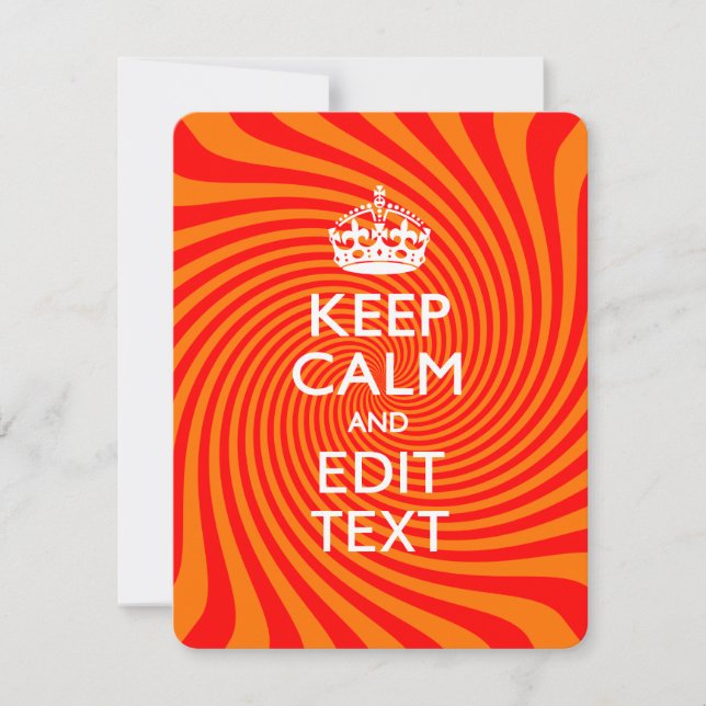 Carte KEEP CALM PERSONNALISÉ ET Avoir Texte Orange Swirl (Devant)