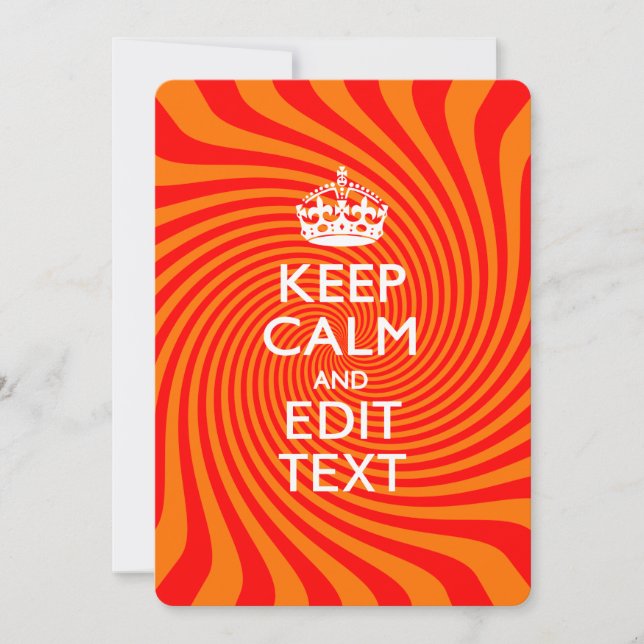 Carte KEEP CALM PERSONNALISÉ ET Avoir Texte Orange Swirl (Devant)
