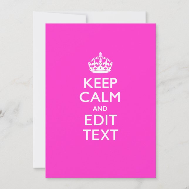 Carte KEEP CALM PERSONNALISÉ ET Éditer du texte en rose (Devant)