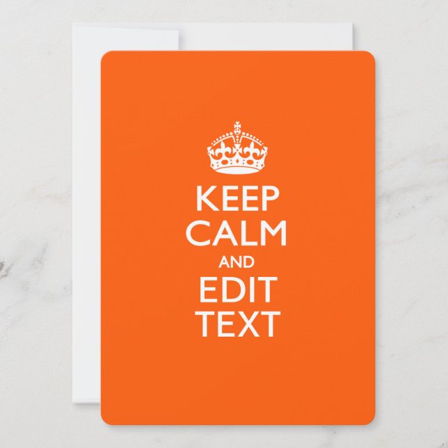 Carte KEEP CALM PERSONNALISÉ ET Éditer du texte sur oran (Devant)