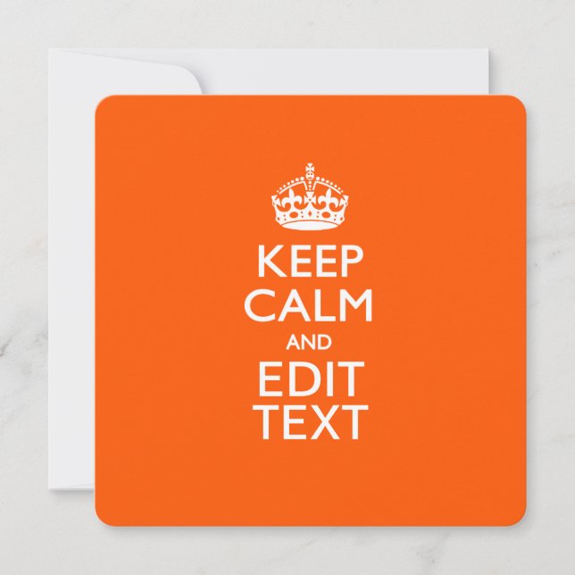 Carte KEEP CALM PERSONNALISÉ ET Éditer du texte sur oran (Devant)