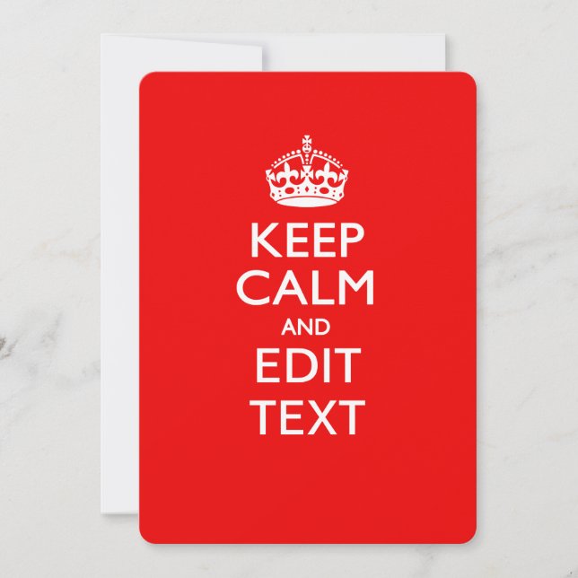 Carte KEEP CALM PERSONNALISÉ ET modifier le texte en rou (Devant)