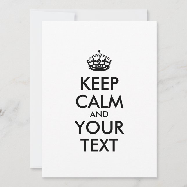 Carte KEEP CALM personnalisé et votre texte (Devant)