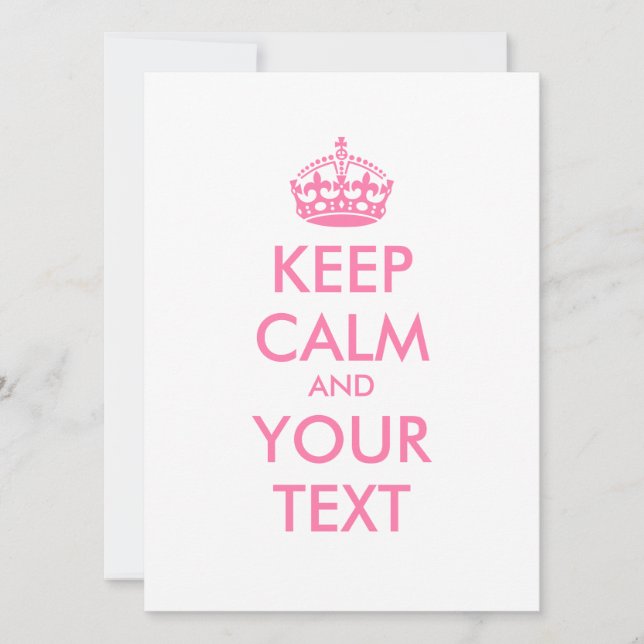 Carte KEEP CALM personnalisé et votre texte - mots roses (Devant)