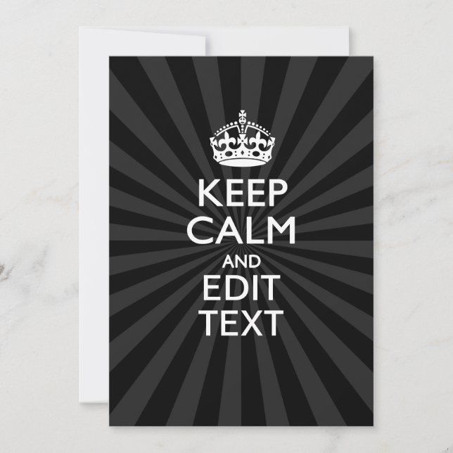 Carte KEEP CALM personnalisé et votre texte sur Sunburst (Devant)