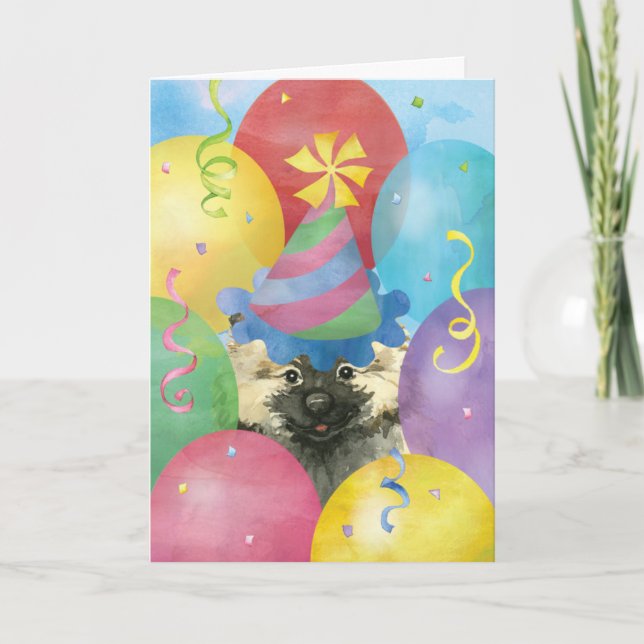 Carte Keeshond Balloons Anniversaire (Devant)