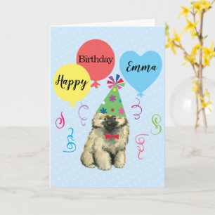 Carte Keeshond Balloons de fête d'anniversaire