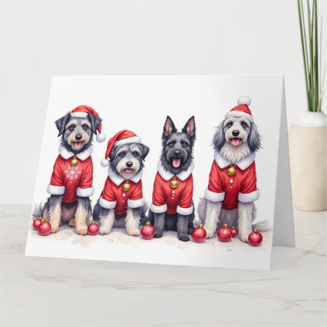 Carte Keeshond Christmas Dress Santa Hat (Devant)