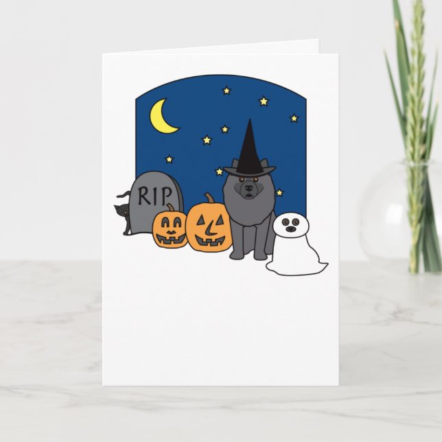 Carte Keeshond Halloween (Devant)