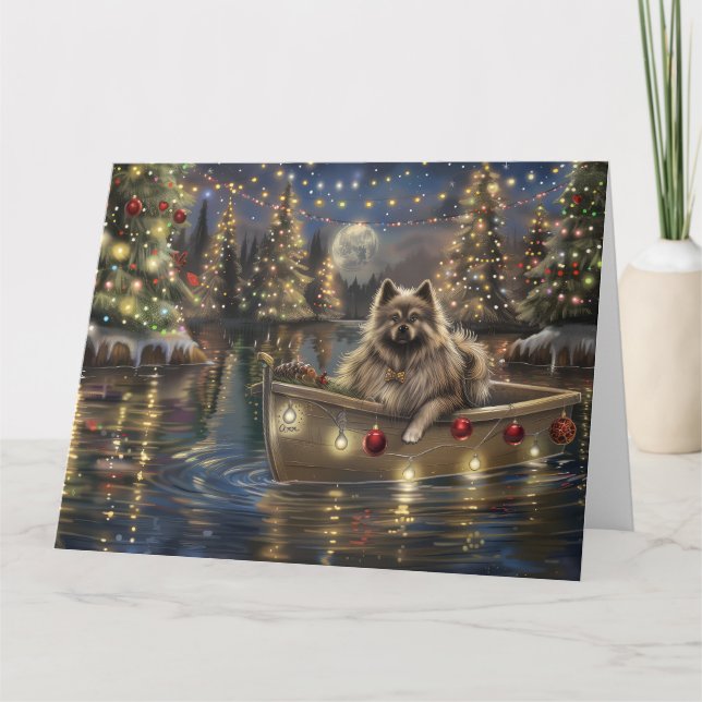 Carte Keeshond Noël Festive Voyage (Devant)