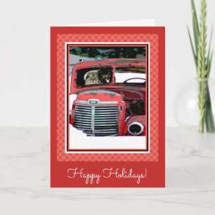 Carte Keeshond Noël Vieux Camion Peinture Chien Art