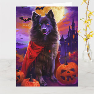 Carte Keeshond Vampire Citrouilles Halloween Épouvantabl