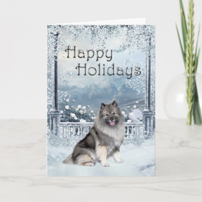 Carte Keeshond Winter Holiday (Devant)
