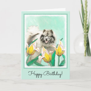 Carte Keeshony in Tulips Peinture mignonne Original Chie
