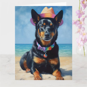 Carte Kelpie australienne sur la plage, cadeau d'été amo
