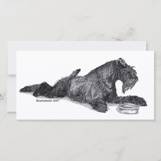Carte Kerry Blue Terrier avec Bowl (Devant)