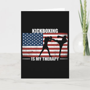 Carte Kickboxer Drapeau Américain Vintage Kickboxing Amé