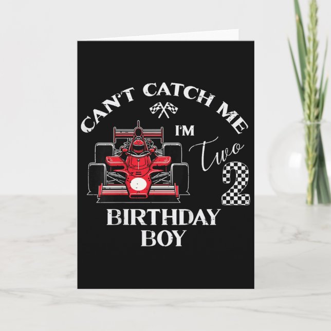 Carte Kids 2nd Birthday Race Car Bday Boy Cant Catch Me  (Devant)