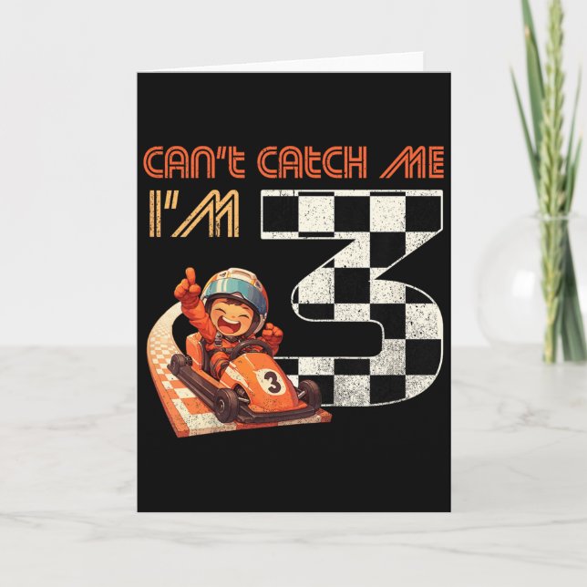 Carte Kids 3rd Birthday Race Car Can't Catch Me I'm 3 Th (Devant)