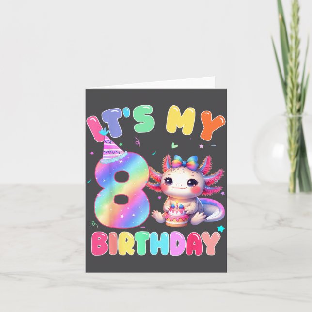 Carte Kids 8 Year Old Bday Cute Axolotl It's My 8th Birt (Devant)