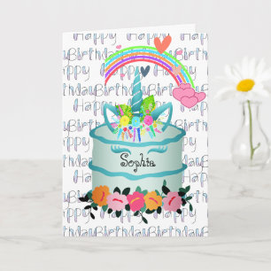 Carte Kids Unicorn Cake Personnalisé