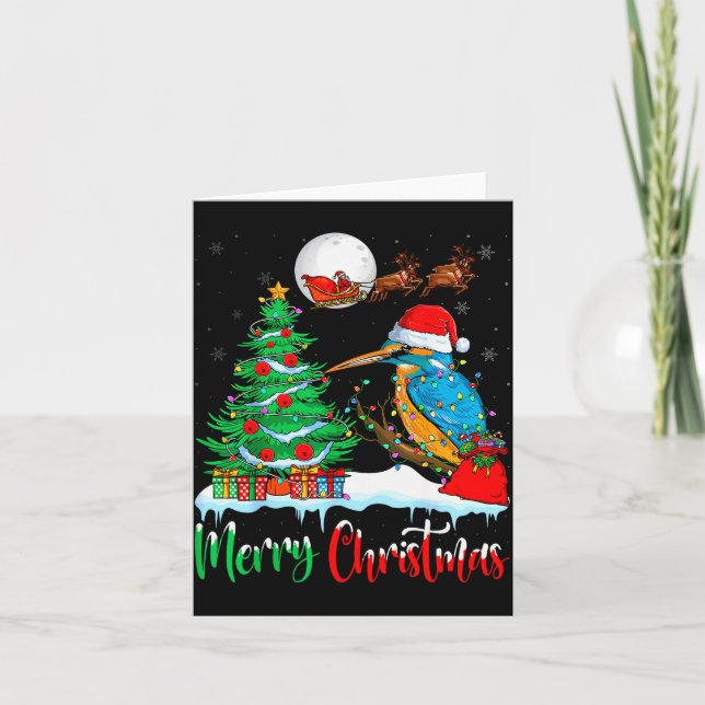 Carte Kingfisher Santa Hat Xmas Tree Merry Christmas Kin (Devant)