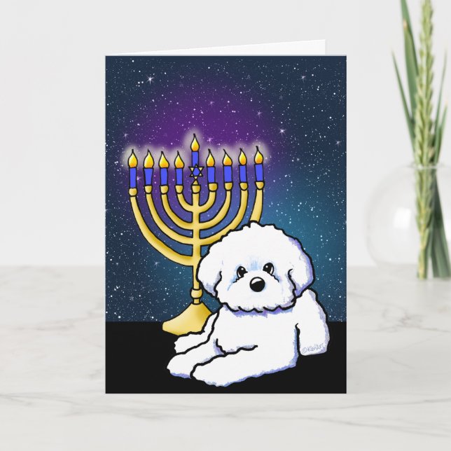 Carte KiniArt Bichon menorah de Hanukkah (Devant)