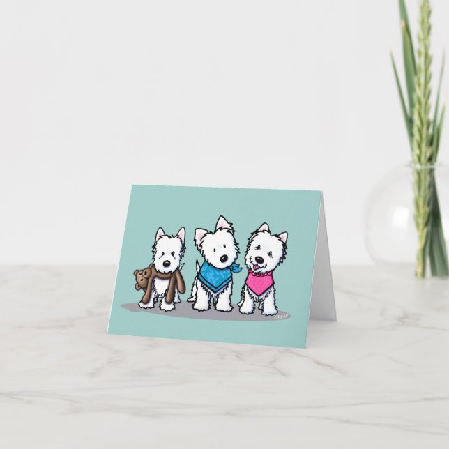 Carte KiniArt Westie Trio Note (Devant)