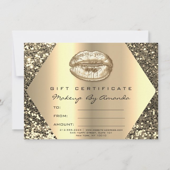 Carte Kiss Lip Maquillage Artiste Sepia Gold Certificate (Devant)
