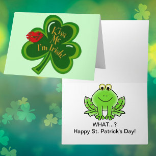 Carte Kiss Me Je suis Irlandais St Paddy Frog