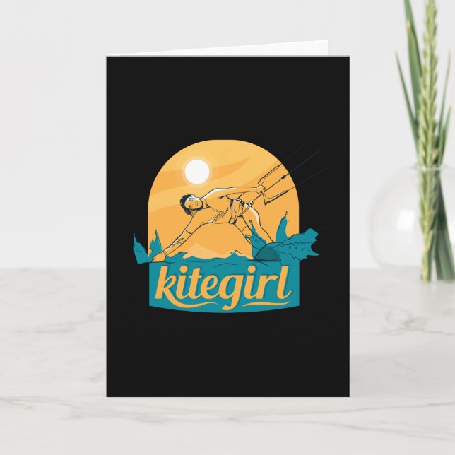 Carte Kite Girl Kite Surfing Sports nautiques (Devant)