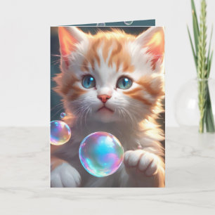 Carte Kitten avec bulles pour Anniversaire