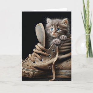 Carte Kitten dans le Basket ancien pour l'anniversaire