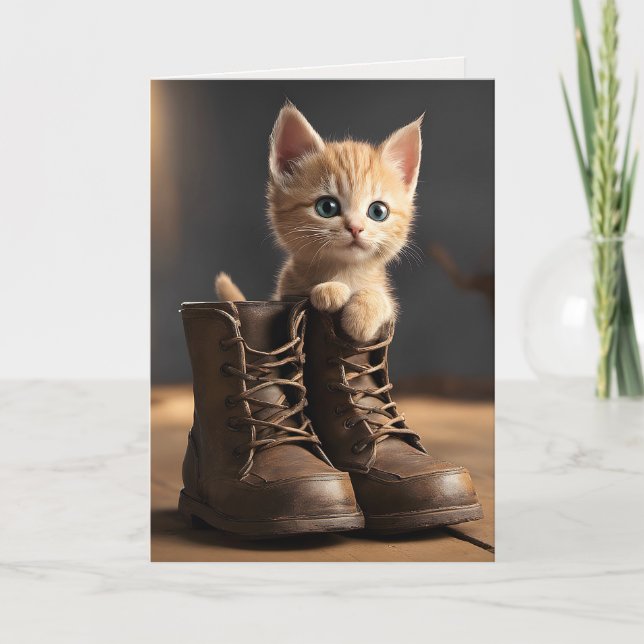 Carte Kitten Dans Vieux Boot (Devant)