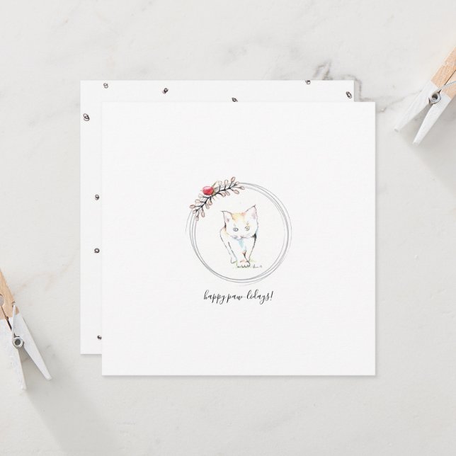 Carte Kitten Happy Paw-Lidays Noël (Devant/Arrière en situation)