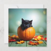 Kitten Noir Dans Un Citrouille