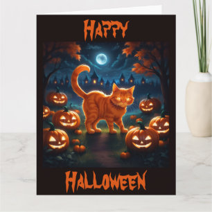 Carte Kitten orange éffrayant pour la nuit d'Halloween
