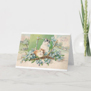 Carte Kitty Chat voeux d'anniversaire