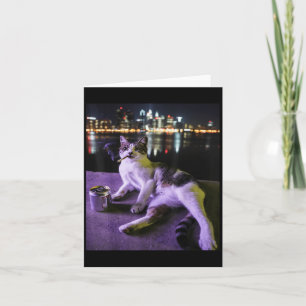 Carte Kitty cigarette drôle mème chat fumeur stupide cer