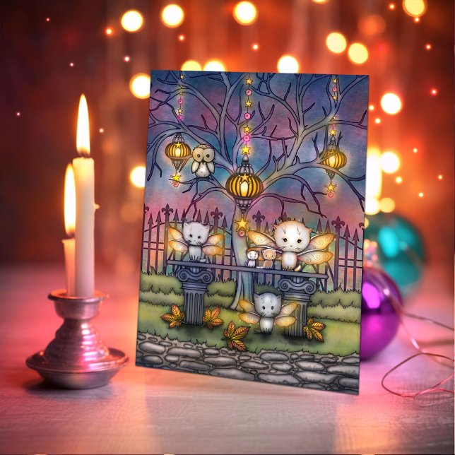 Carte Kitty Fairies sur la Nuit d'Automne Cute Art (Créateur téléchargé)