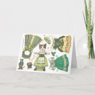 Carte Kitty Paper Doll St. Patrick's Day Card