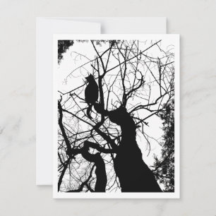 CARTE KITTY TREE SILHOUETTE B&W