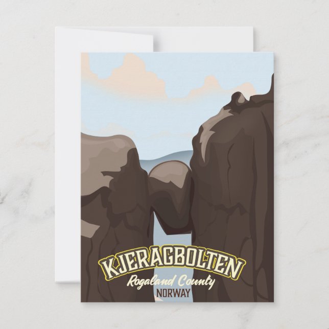Carte kjeragbolten affiche de voyage norvégienne. (Devant)