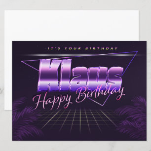 Carte Klaus Name Prénom lila retro Map Anniversaire