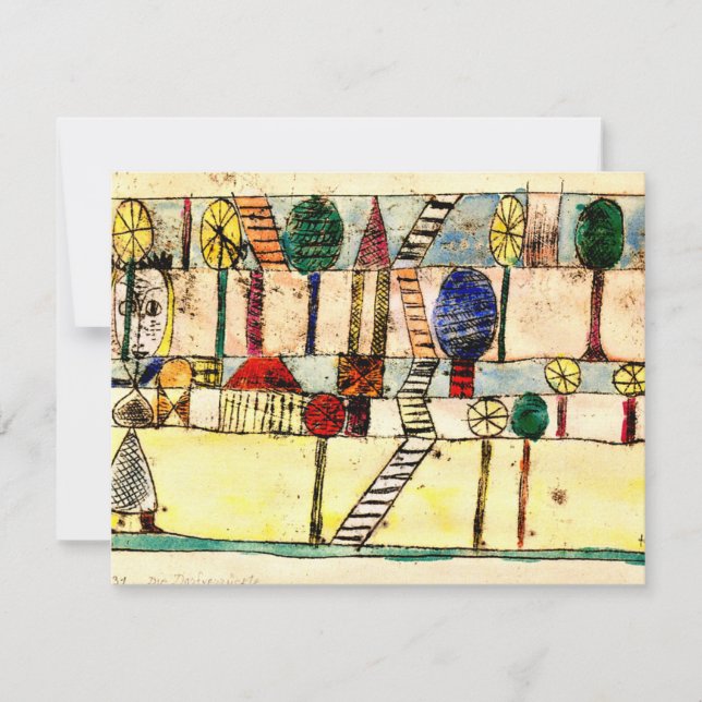 Carte Klee - Le village fou, oeuvre d'art abstraite popu (Devant)